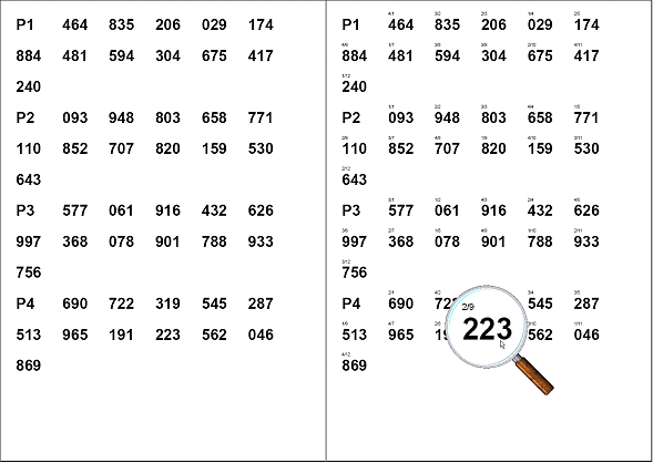 Example of a label sheet containing the evaluation order and the tray number above the code Example of a label sheet containing the evaluation order and the tray number above the code